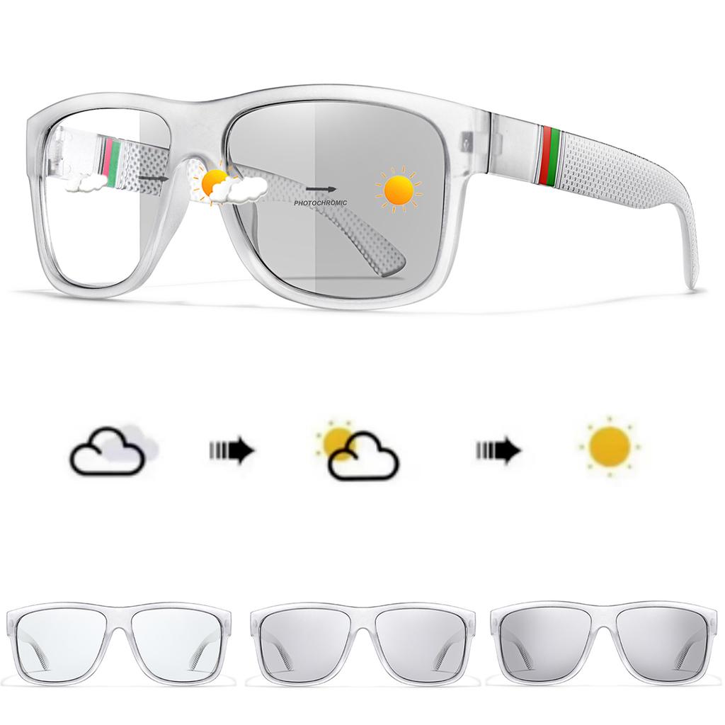 Photochromic Sunglasses for Men Women Classic Square Shades Outdoor Sports Cycling Color Change Dark Eyewear