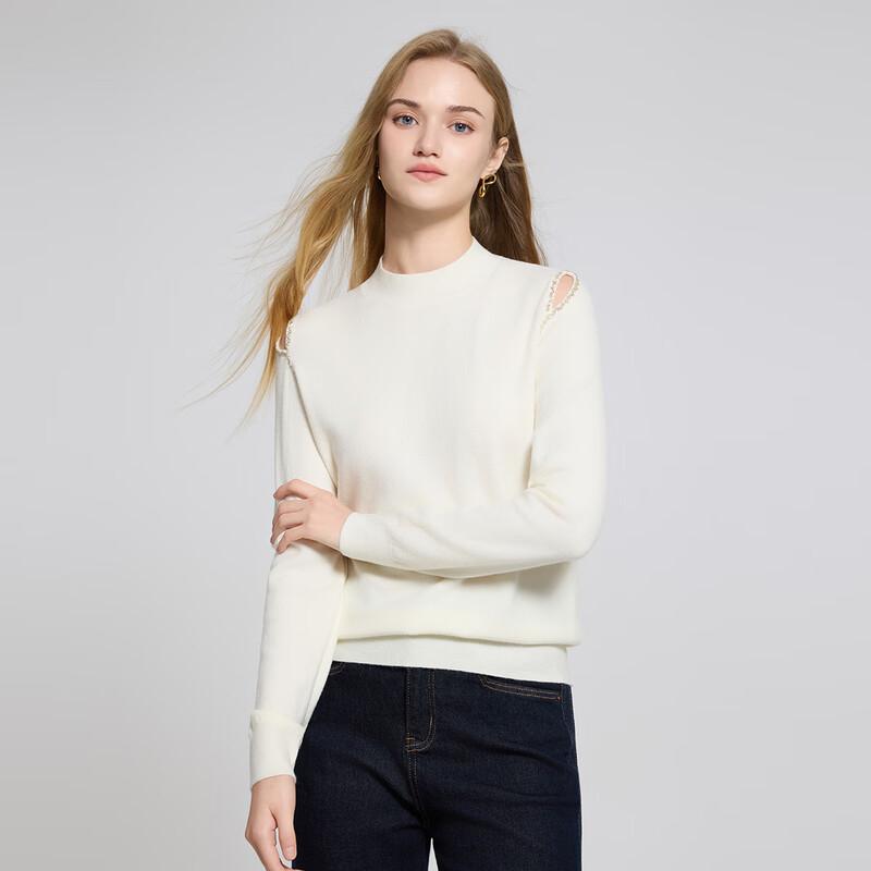 

Women s Half-Turtleneck Beaded Long-Sleeve Knit Top One Size