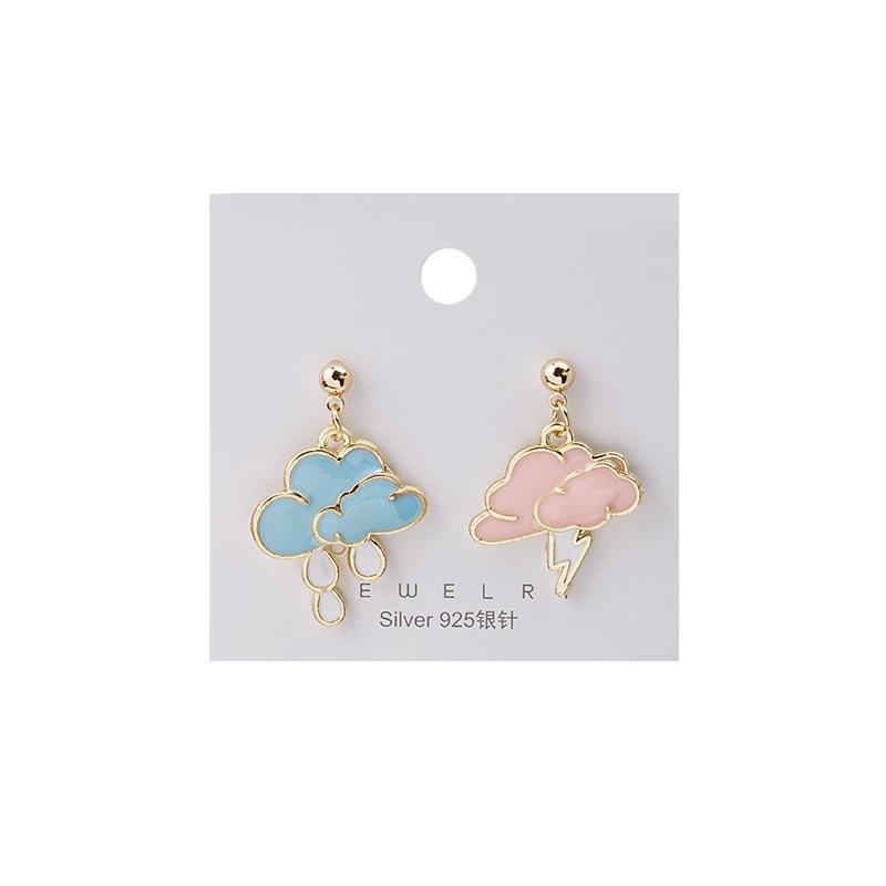 Cartoon Cute Asymmetrical Creative Crab Hot Pot Cloud Fan Earrings Female