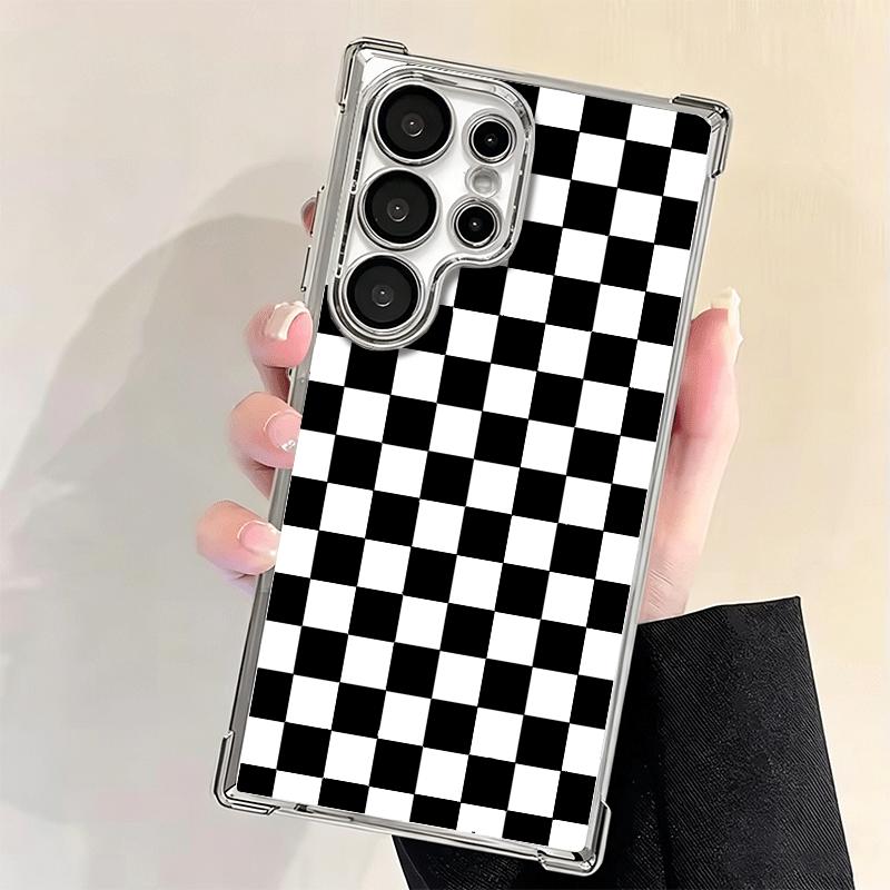Retro Klassisches Schachbrett Gitter Beschichtung Handyhülle Für Samsung Galaxy S24 S25 FE S26 Edge S23 Ultra S22 S21 Plus S20 Anti-Fall Ai