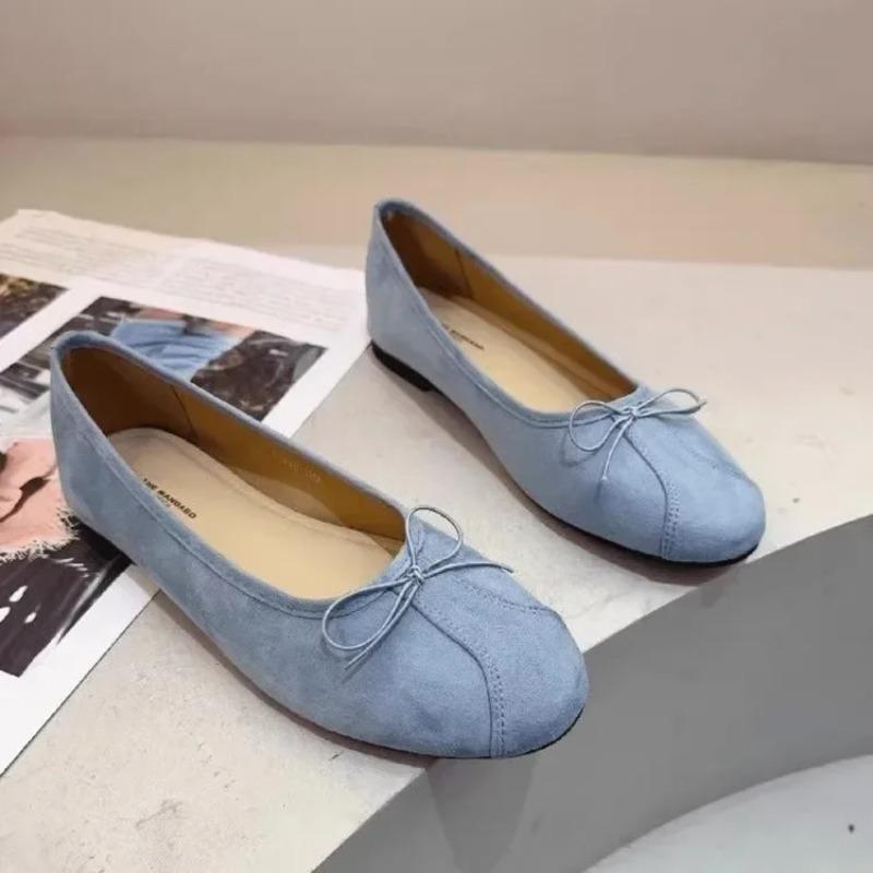French Butterfly Knot Flat Shoes Soft Bottom Ballet Style Women's Casual Spring Summer New Korean Version Commuting Slip-On Shoe