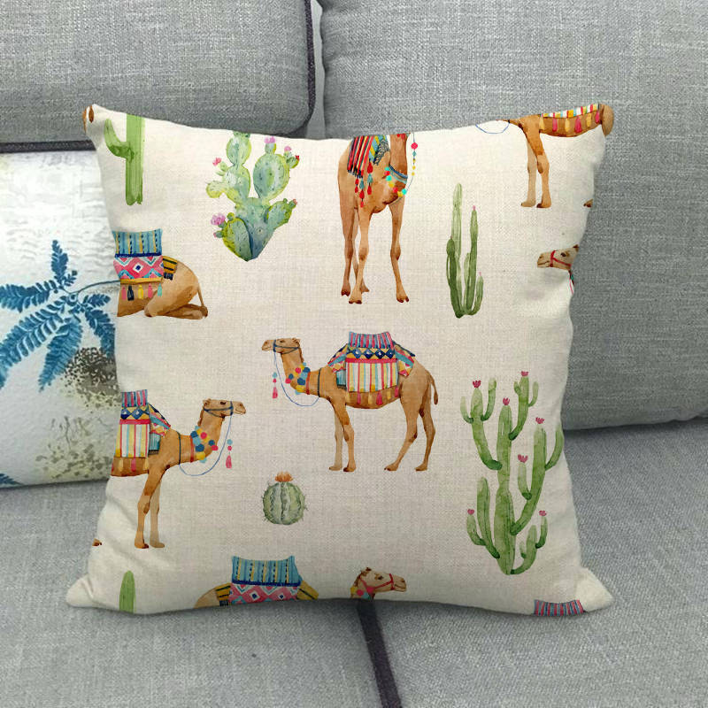 Simple Camel Pattern Collection Digital printing short plush pillow covers for car sofa office cushion cover home goods