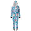 Christmas Print Parent-Child Outfit Hooded Zipper One-Piece Fashionable Home Suit Set