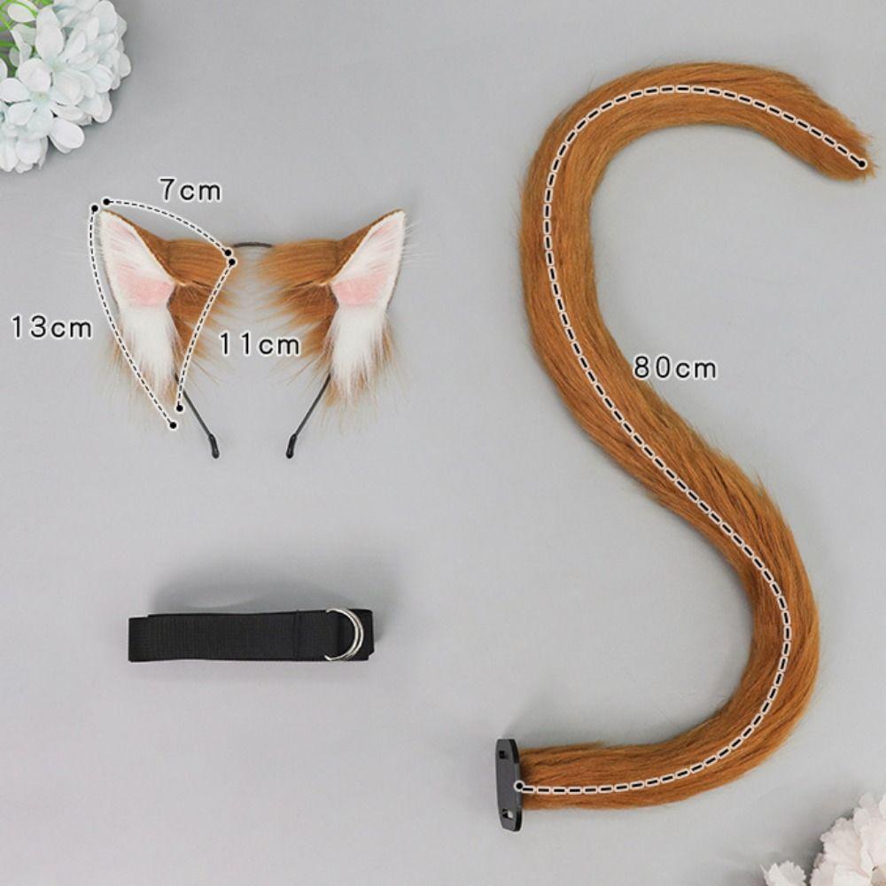 Realistic Cat Ear Headband Handmade Simulation Animal Ears New Cat Tail Set Headwear