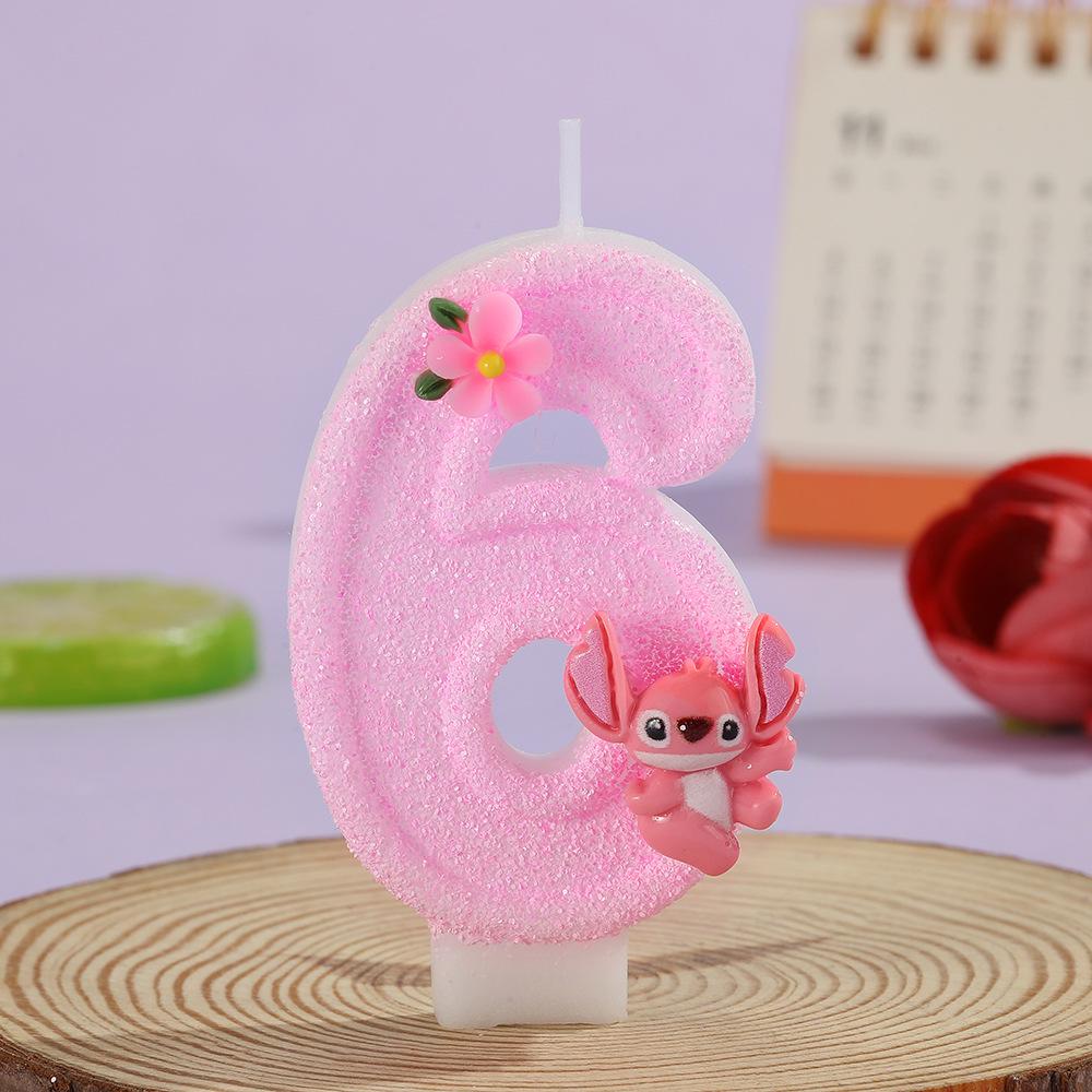 Cartoon Flower Number Candles - Pink Birthday Cake Decorations