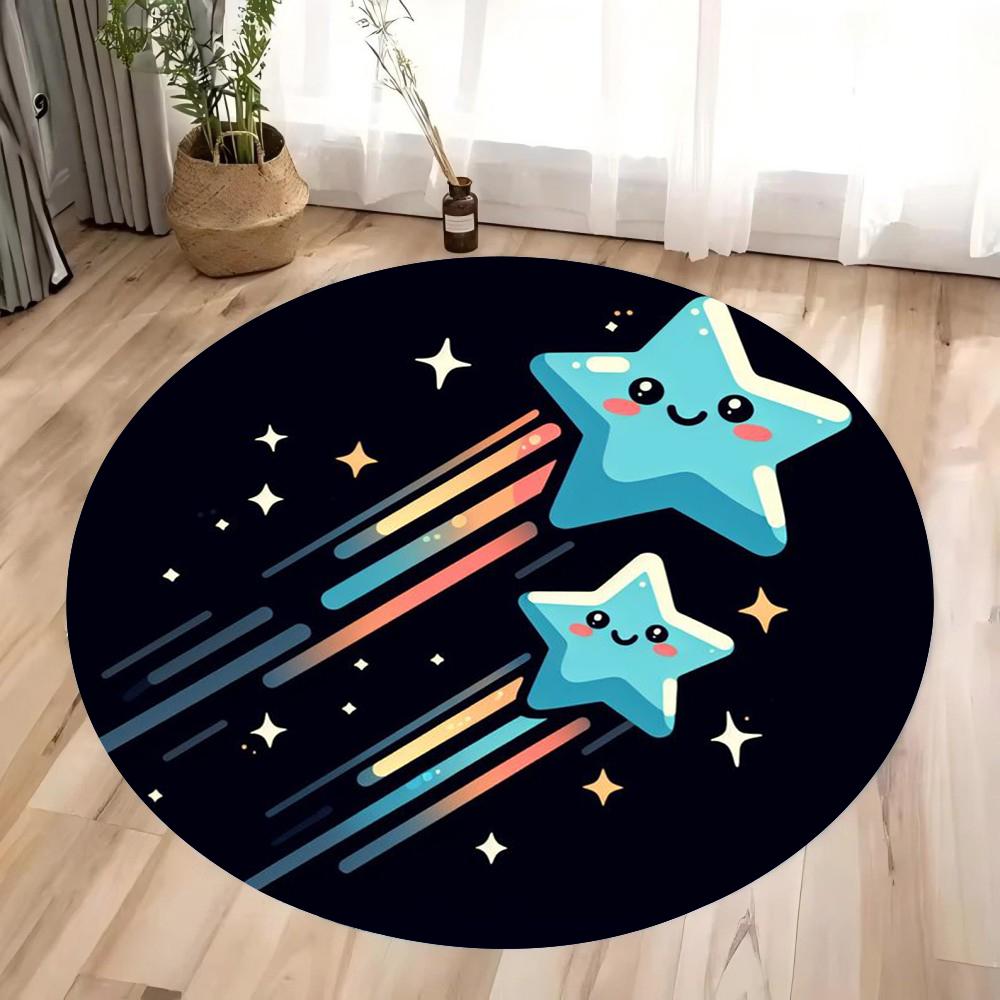 Pumpkin Head Bat Castle Halloween Round Carpet Floor Mat Suitable for Children's Bedroom Decor Living Room Round Rugs for Gifts