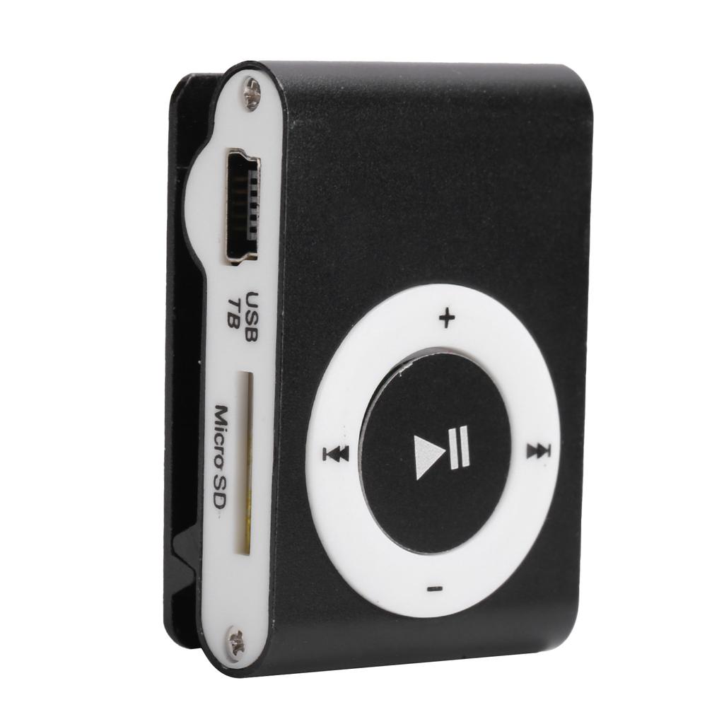 Lecteur multimédia de musique numérique portable MiniMP3 BackClip Player avec écouteurs et câble USB(Noir )