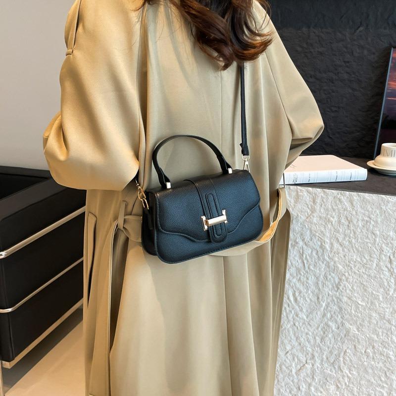 Casual Simplicity Fashion New Texture Solid Color Retro Trend One Shoulder Portable Crossbody Small Square Bag Women