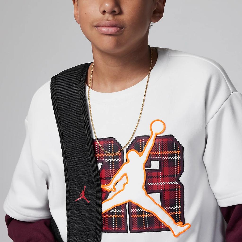 Jordan 23 Logo Crew Neck Sweatshirt Kids Tops Gray White FZ1677-030