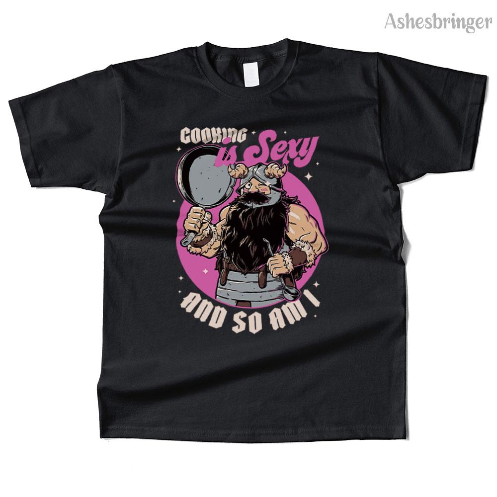 Mens Cotton Cooking Dwarf Graphic Funny T Shirt Street Casual Style Tee for Men and Women