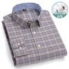 Men's Oxford Shirts Long Sleeve 100% Cotton Casual Plaid Soft Regular Fit Formal Dress Shirt Social Blouse Male Clothes 6XL 7XL