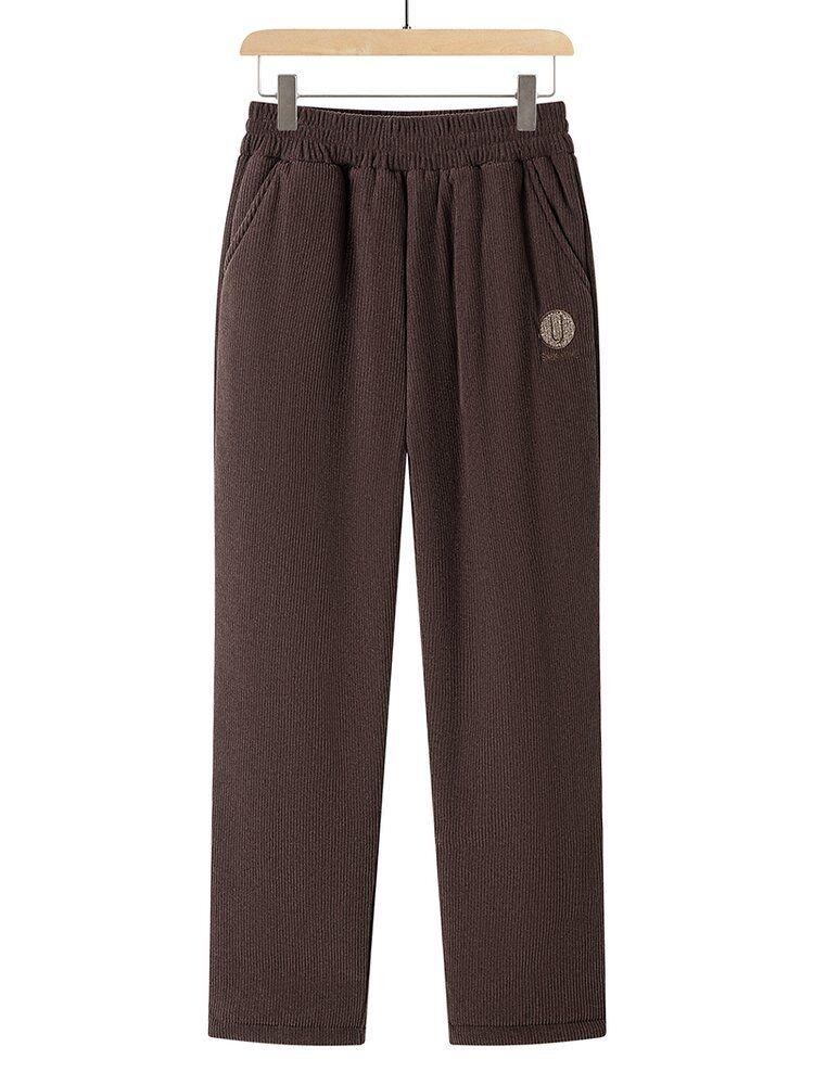 Women s Plus Size Corduroy Mom Pants - Velvet Lined, Winter-Ready, Loose Fit for Mature & Elderly XL коричневый
