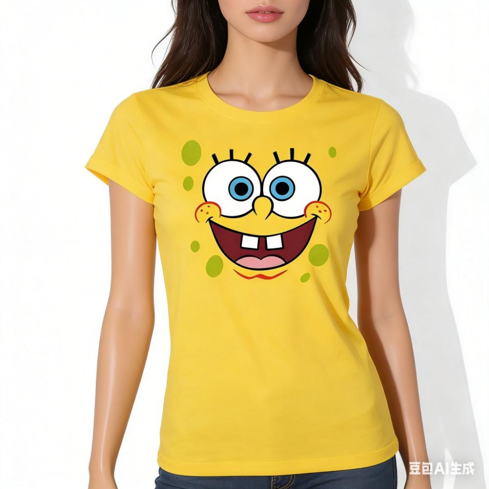 2026 New Cute Cartoon Printed T-shirt Summer Short-sleeved O-neck T-shirt Casual Street Wear M