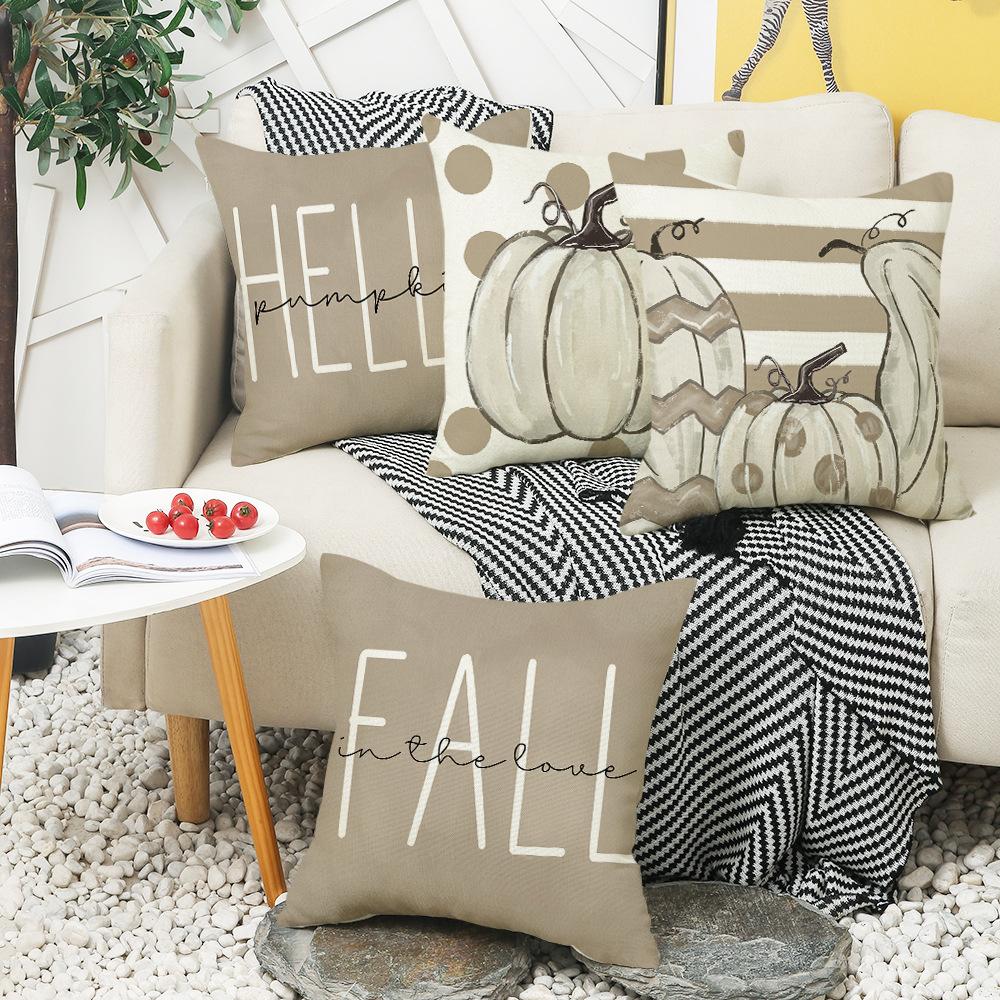 New Autumn Harvest Pillow Cartoon Pumpkin Letter Cushion Cover Printed Decorative Pillow Cover
