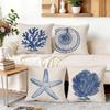 1/4pcs Blue Sea Life Abstract Pattern Cushions Pillowcase Polyester Cushion Cover Throw Pillow Pillowcover Home Car Sofa Decor