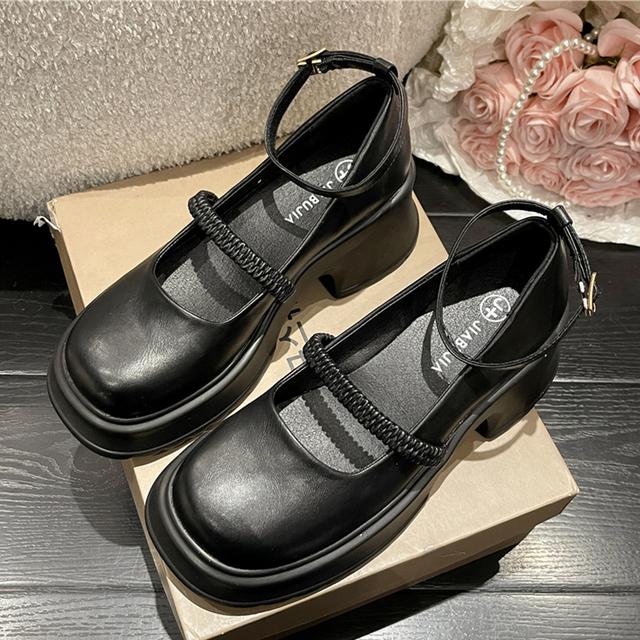 

Новые летние женские туфли Мари Джейн в стиле Лолиты, сандалии на высоком каблуке, модные вечерние туфли-лодочки, туфли-лодочки из искусственной кожи, массивные Zapatillas 39 чёрный