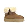 Cute sweetener~ pointed goods cow fur integrated flanged snow boots women's thick soles increase height cotton shoes two wear cotton boots