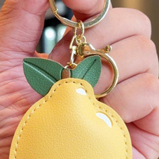 Keychain Pendant Peach-Shaped Card Holder Faux Leather Access Card Case Simulated Fruit Keychain Decorative Valentine Day