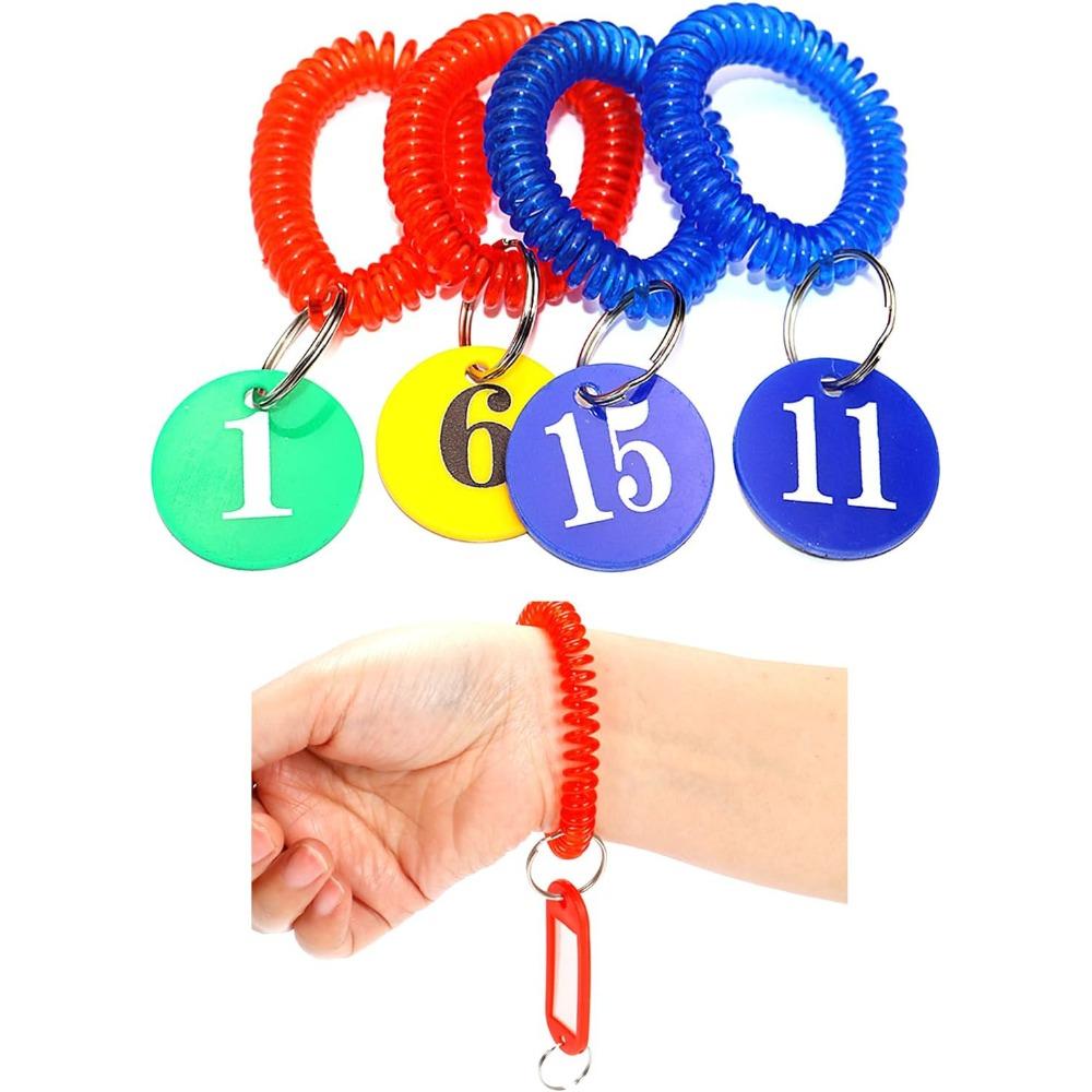 30pcs Wristlet Keychain Spring Spiral Wrist Coil Key Chain Badge Holders Wristband Key Ring Colorful Spiral Coil Hair Tie Sauna Accessaries Wrist Coil