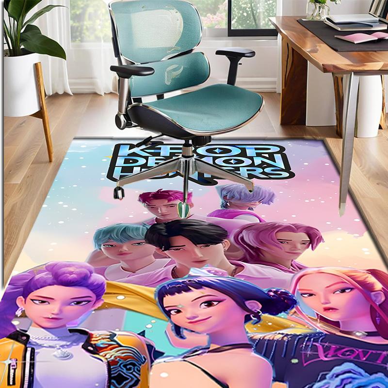 KPop Demon Hunters Pattern Rug, Indoor/Outdoor Mat, for Picnic, Gameroom, Bedroom, Office, Living Room, Home Decor Carpet, Birthday Gift