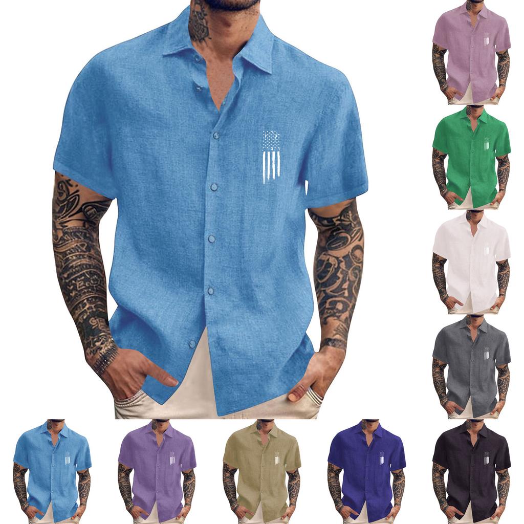 Pánská vintage letní plážová košile s krátkým rukávem na knoflíky na bowling