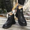 FashionMen Shoe Leather Men's High Top Shoes Classic Motorcycle Boots Riding Mid-Calf Ankle Boots Leisure Walk Non-Slip Man Basic Boots