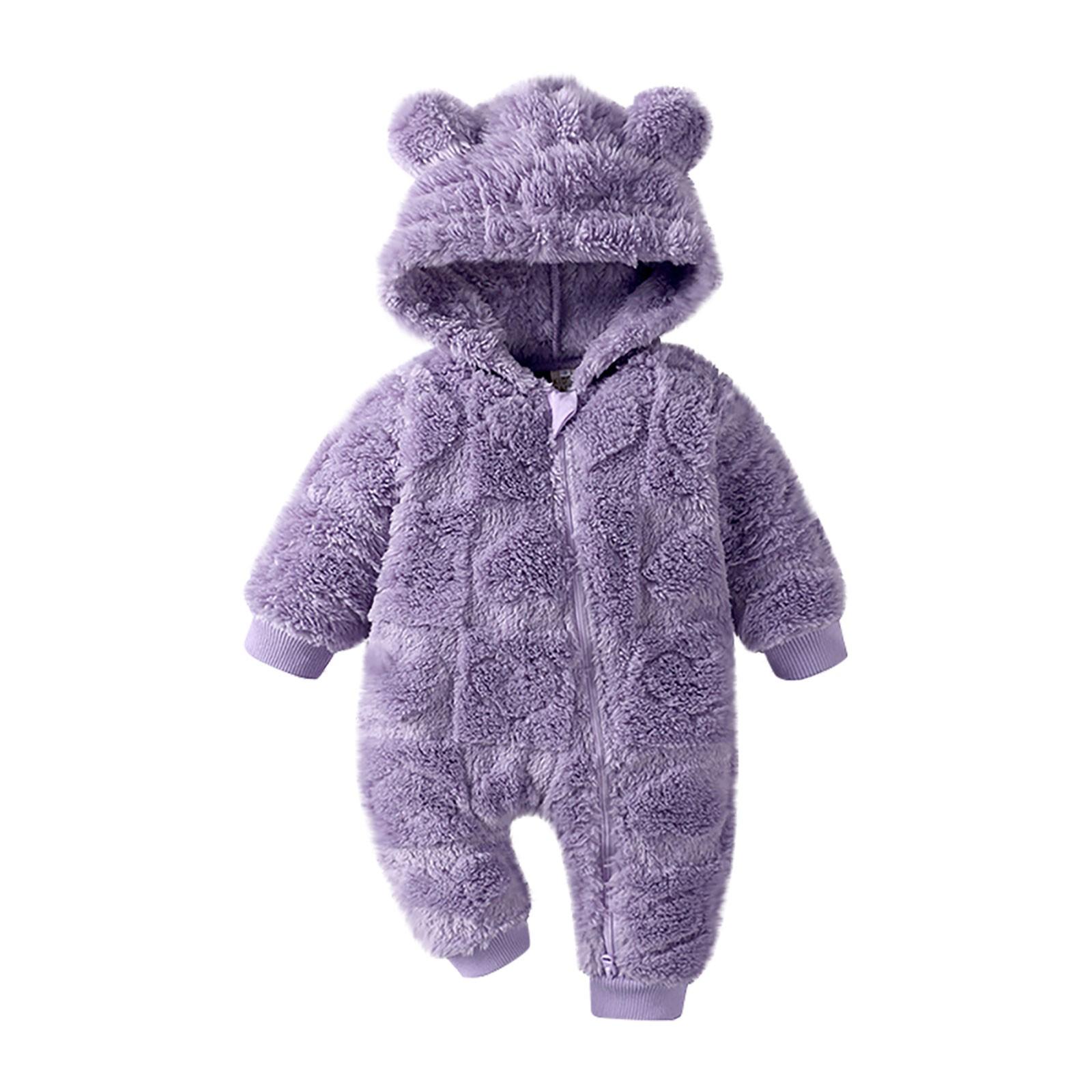 

Детский комбинезон с капюшоном и милым медведем для мальчиков и девочек, зимний комбинезон для младенцев, теплый флисовый комбинезон 6 фиолетовый