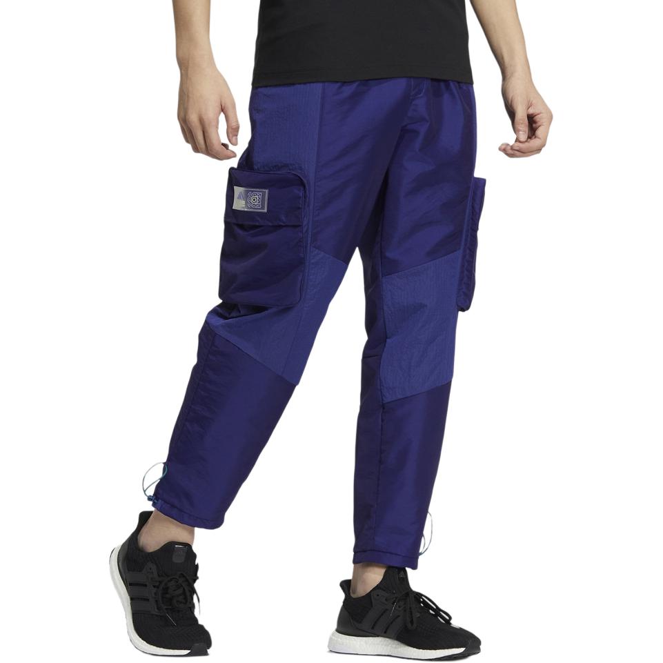 Adidas Solid Color Loose Fit Multi Pocket Casual Adjustable Cuff Cargo Pants Men Pants Indigo HT0524