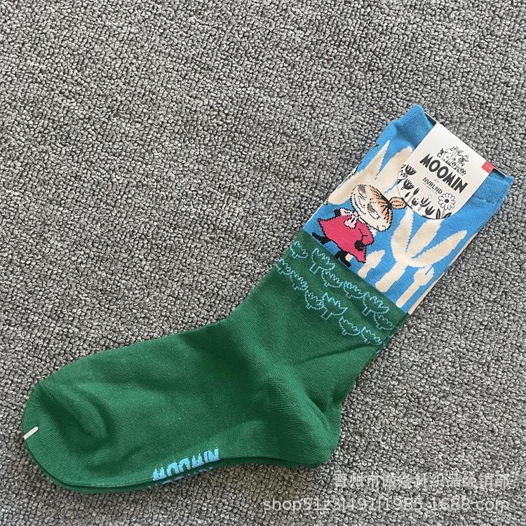 Calzini di Cotone alla Moda Moomin Cartone Animato a Metà Polpaccio - Stile Quattro Stagioni One Size (36-40)
