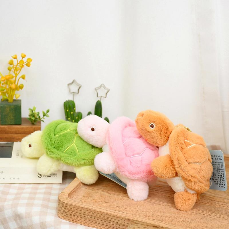 Little Turtle Plush Doll Keychain Toys Soft Cute Cartoon Tortoise Car Keyrings Fill Dolls Bag Pendant Couple Pendant Toys Gifts