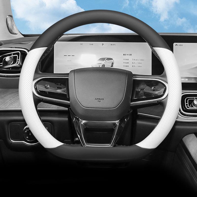 

High-quality Leather Car Steering Wheel Cover Wrap for Chery Fulwin T6 T9 T10 2026 2026 2026 D Type Steering-Wheel черный белый