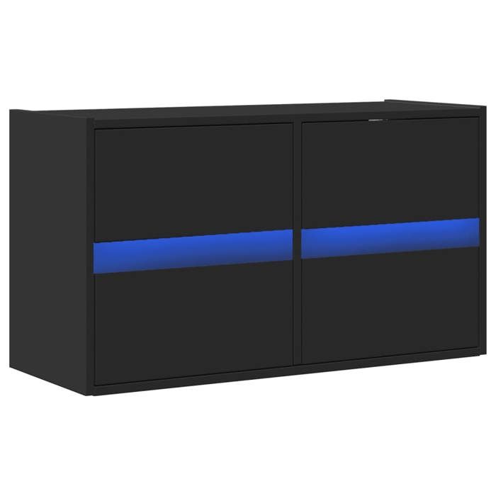 VidaXL Wall-mounted TV Cabinet with LED Lights Black 80x31x35 Cm, Wall-mounted TV Unit, Floating TV Unit, Wall-mounted TV Stand, 852286