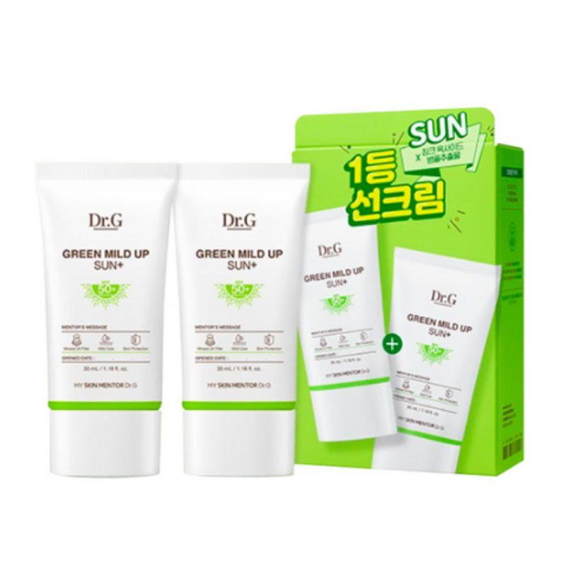 Dr.G Green Mild Up Sun+ SPF50+ PA++++ 35ml × 2pcs | Mineral Sunscreen for Sensitive Skin | Non-Greasy Daily UV Protection