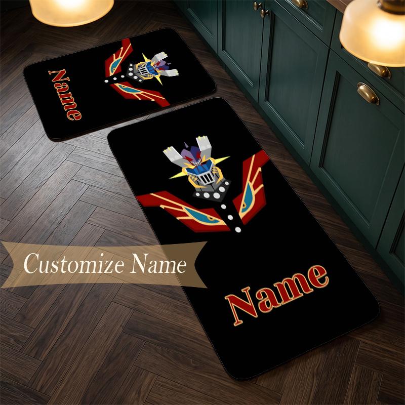 Mazinger (1) Customize Name Flannel Kitchen Mat Soft Non-Slip Kitchen Floor Runner Rug for Home Kitchen Decor