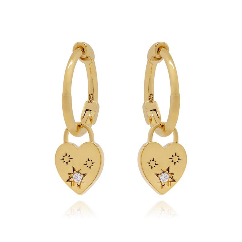 Kolczyki sztyfty z cyrkoniami pozłacane 24-karatowym złotem - Elegancki miedziany design