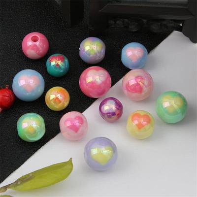 Acrylic Beads Plated Cream Multi Color Love Ball Loose Beads for DIY Necklace Bracelet Earring Jewelry Making