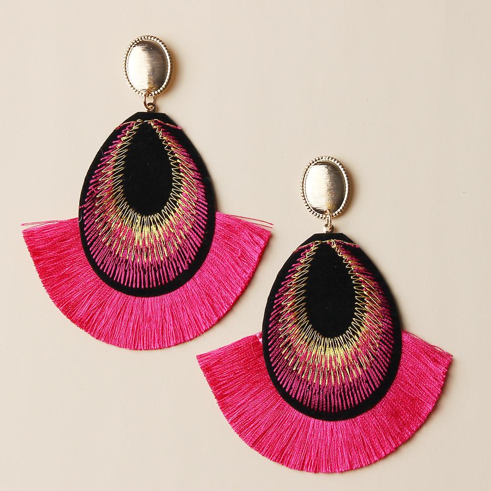 

Elegant Feather Earrings With Embroidered Detail For Gift Giving And Holiday Celebrations