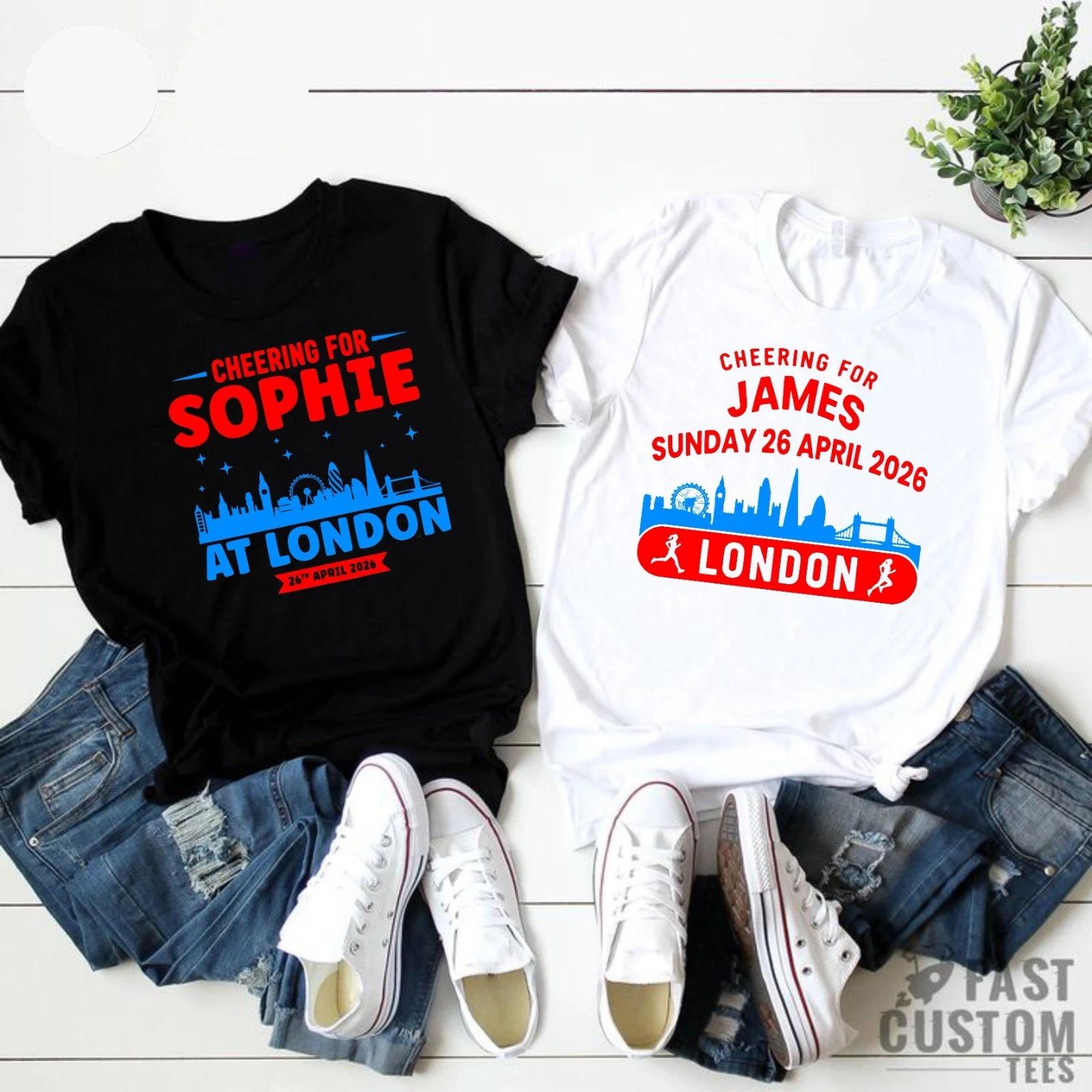 Cheering For London Marathon Adult T- Shirt Running 2026 Race Finisher Name Tee S