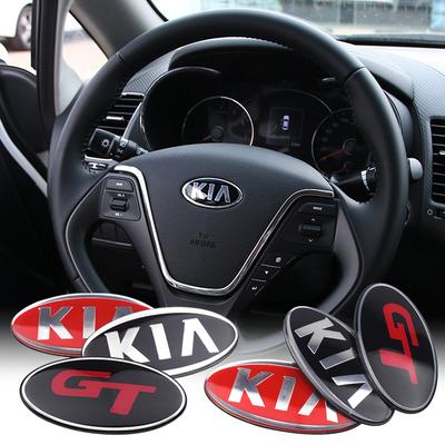 ABS Car Steering Wheel Logo Emblem Sticker Decals For GT Sportage Ceed Sorento Cerato Optima Picanto Rio Soul K5 Stonic K4