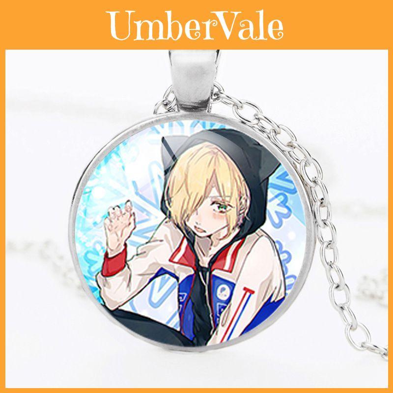 Round Acrylic Alloy Pendant Figure Pattern Necklace Unisex Chain
