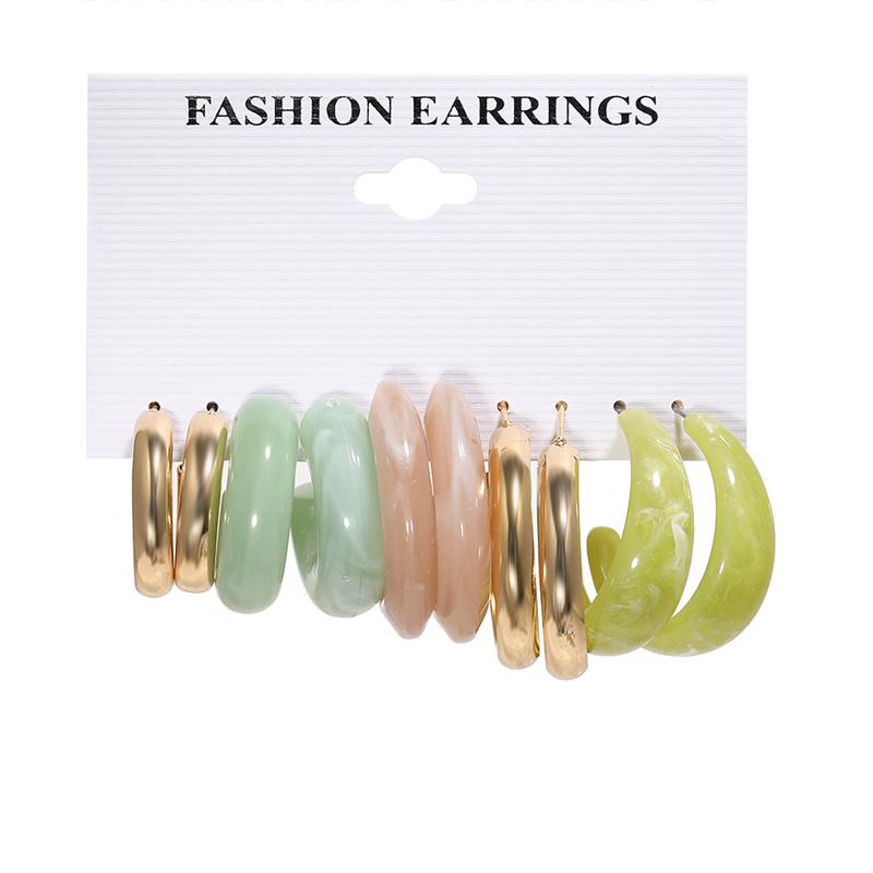 Colorful Resin Earrings Set  Pearl Hoop Candy Color Metal Mix Match 2024 New Style for Women Wedding Party Earrings
