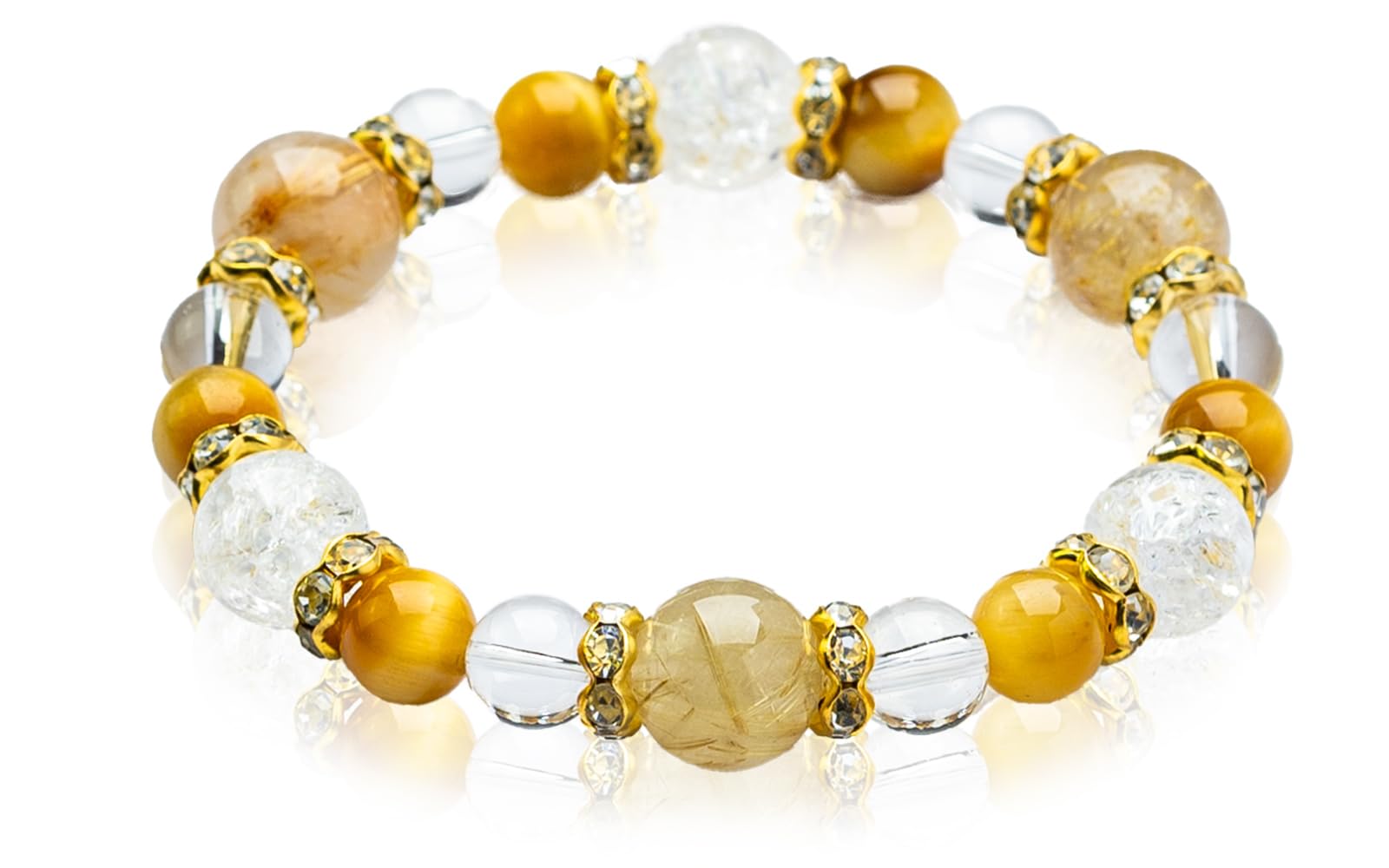 

[Kyojudo] Natural Stone Power Stone Bracelet for Women - For Financial Luck, Career Luck, Good Fortune, Love Luck, Gold Enhancement, Tiger s Eye (15cm