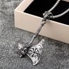Vintage Stainless Steel Men's Viking Battle Axe Necklace Punk Style Pendant