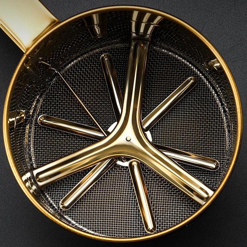 Semi-Automatic Fine Mesh Flour Sieve Sifter With Measuring Scale Stainless Steel Icing Sugar Filter Cup Strainer Kitchen Baking