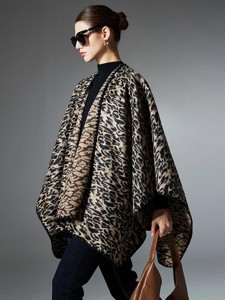 Autumn Winter Scarf Women Lady Layers Poncho Elegant Luxury Retro Leopard Print Shawl Scarve Capa Para Mujer Fashion Party New
