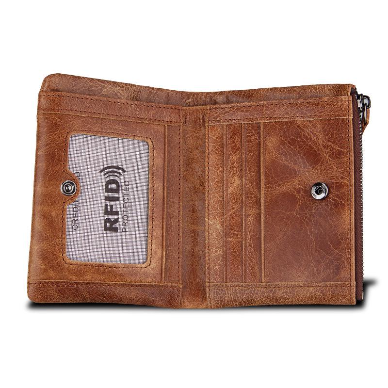 Men's Crazy Horse Genuine Leather RFID-Blocking Wallet