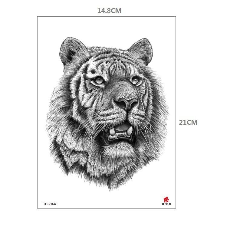 Tiger Tattoo Sticker Half Arm Lion Large Pattern Water Transfer Amazon Set