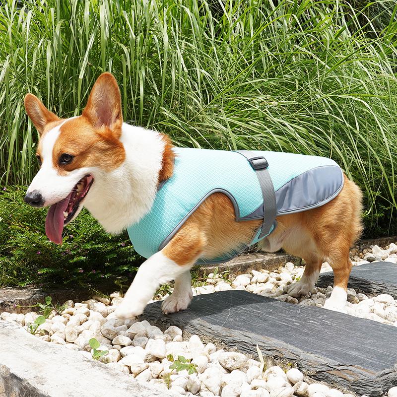 Dog Cooling Vest Breathable Vest for Hot Summer Day Adjustable Lightweight Cooling Jacket with Reflective Strip Mesh Antiuv Vest
