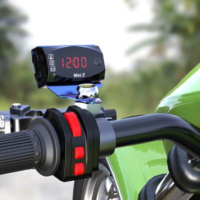 Professionelles 12V Motorrad Digitaluhr Voltmeter Thermometer Motorrad Zubehör 3 in 1 Elektronisches Messgerät Staubdichte Uhr