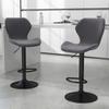 Set of 2 Height-Adjustable Bar Stools with Ergonomic Seat and Footrest, Tall Stools in Velvet Effect and Metal, 47x51.5x92-114 cm, Grey